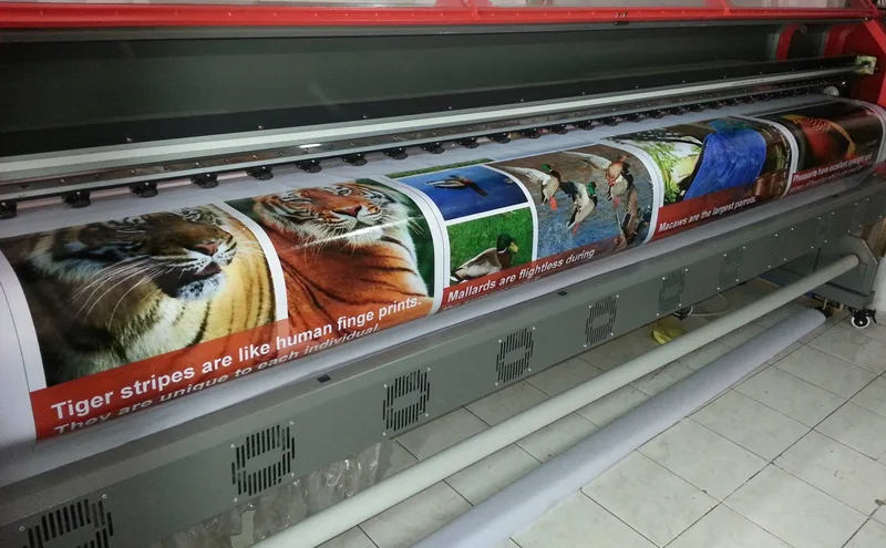 Printed tarpaulin banner ready for installation